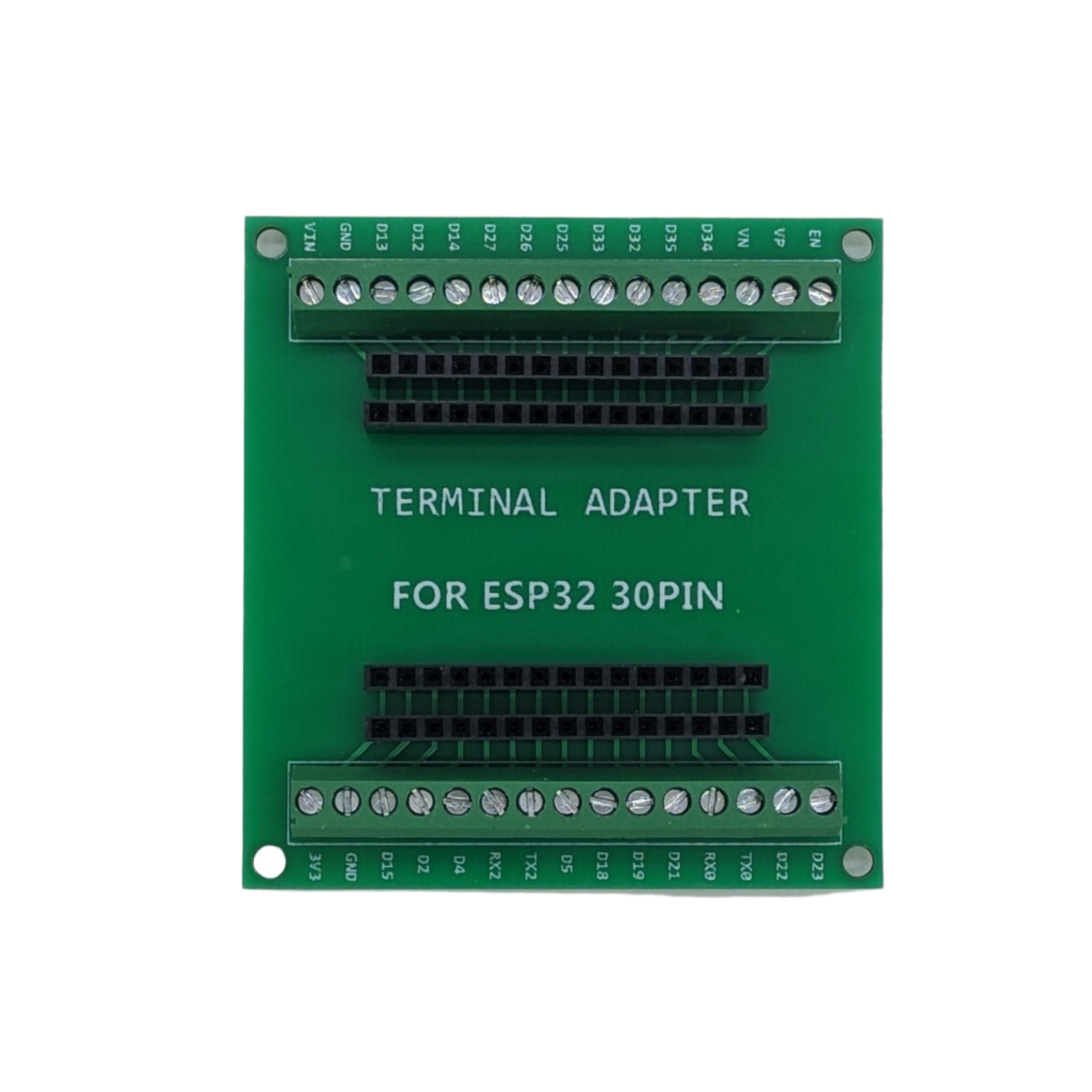 Green ESP32 Breakout Board with Screw Terminals for 30-Pin ESP32 Development Board  Green ESP32 Breakout Board with Screw Terminals for 30-Pin ESP32 Development Board